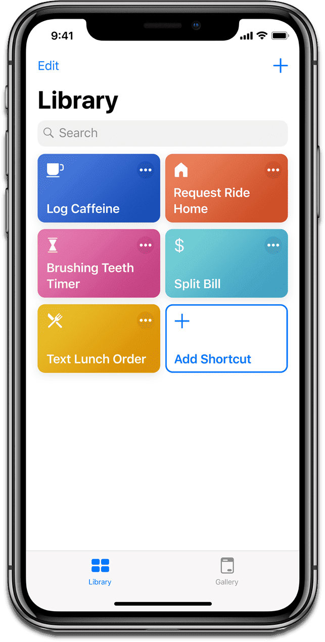 Screenshot of iOS 12 Siri Shortcuts app.