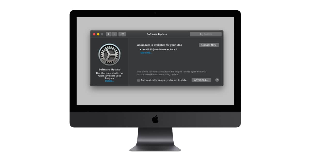iMac with macOS Mojave Software Update Preferences