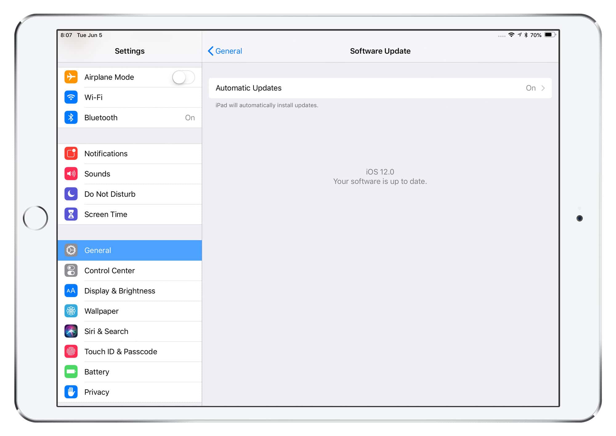 ios 12 automatic updates ipad