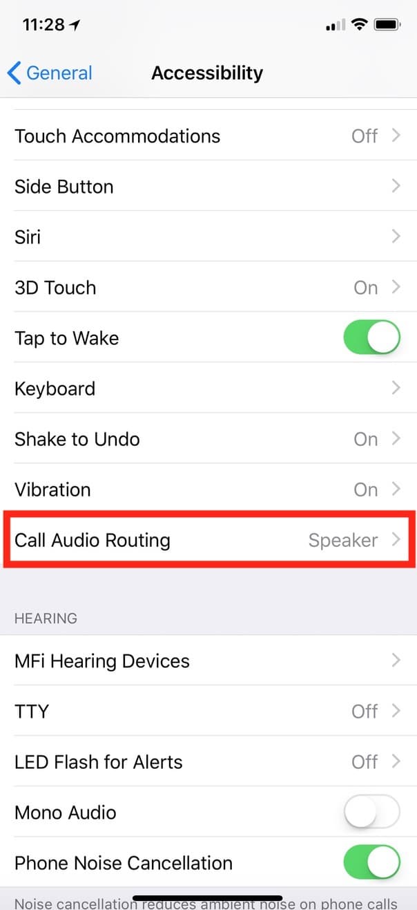 iPhone Call Audio Routing Setting
