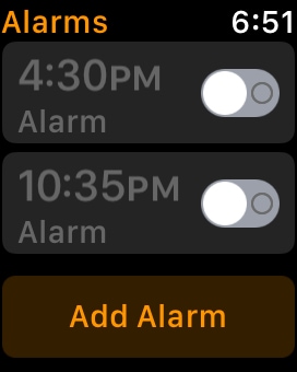 Tap Alarm on Apple Watch to edit snooze option