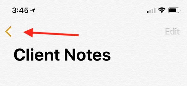iOS Back Button in Notes