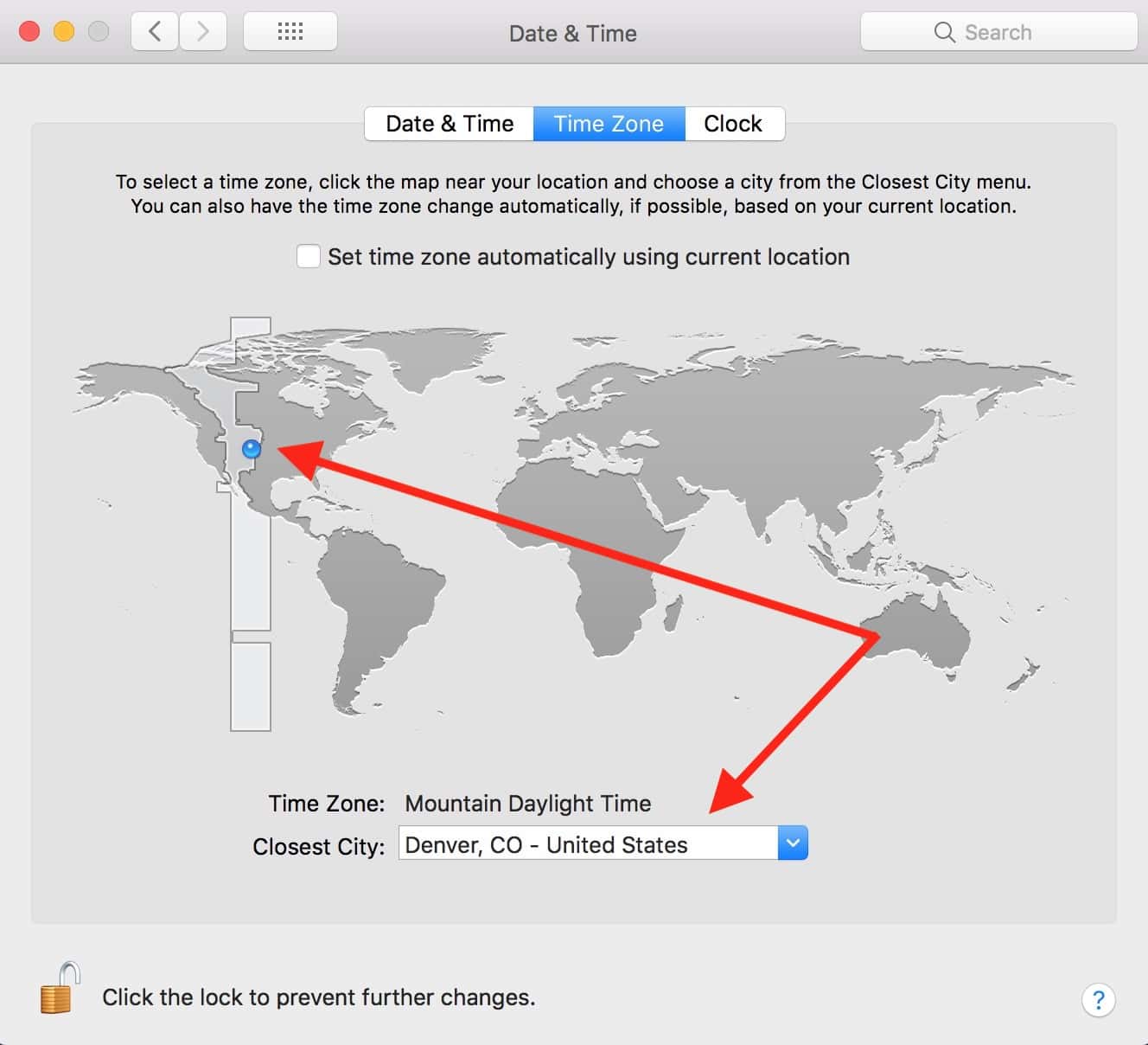 Find Correct City for Date & Time in Mac preferences