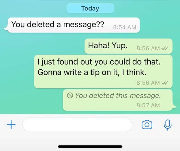 WhatsApp Deleted Message on iPhone