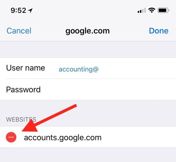 "Edit" Mode for website login on iPhone