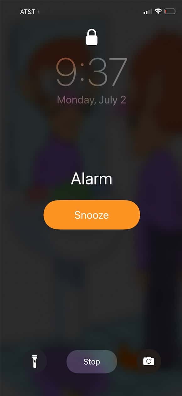 Snooze button for Alarm on iPhone