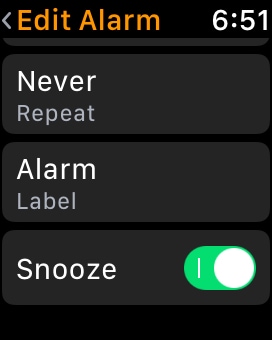 Turn Off Snooze setting for alarm on Apple Watch