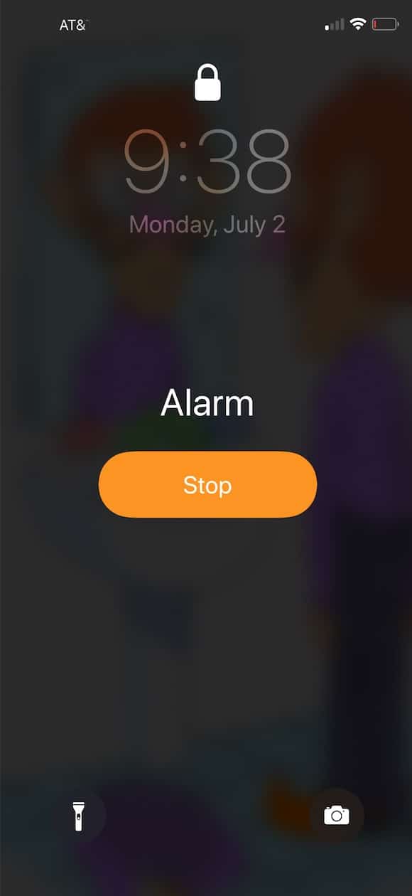 Stop button for Alarm on iPhone