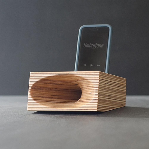 Timbrefone is a smartphone speaker as well as a beautiful piece of wood sculpture.