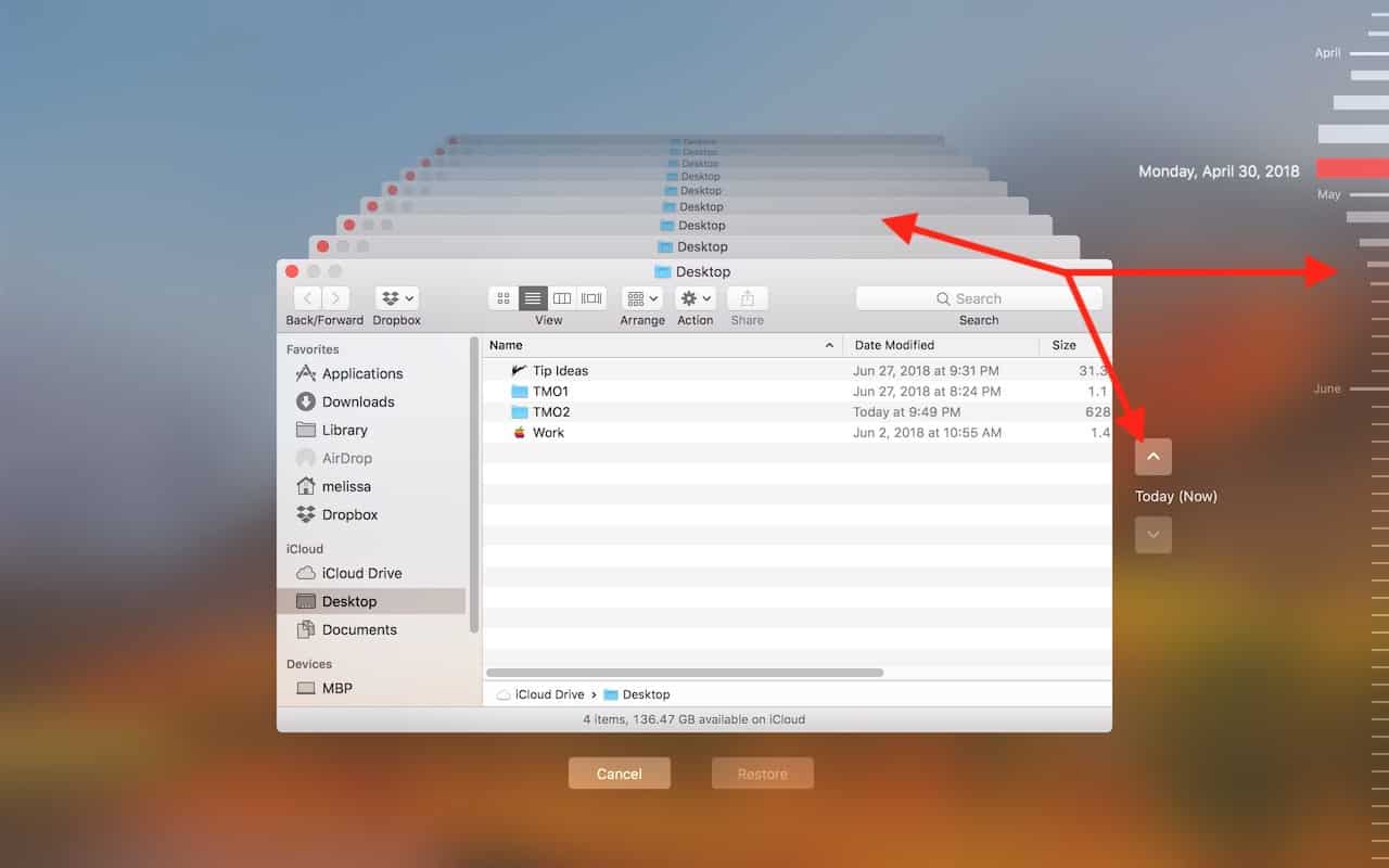 Time Machine Interface to Restore Files on your Mac