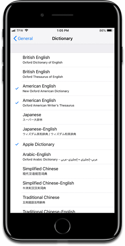 Add a thesaurus in iOS settings.