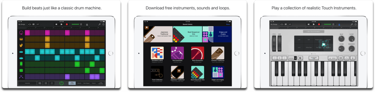 GarageBand on iOS Works With Apple Schoolwork App. Screenshots of GarageBand.