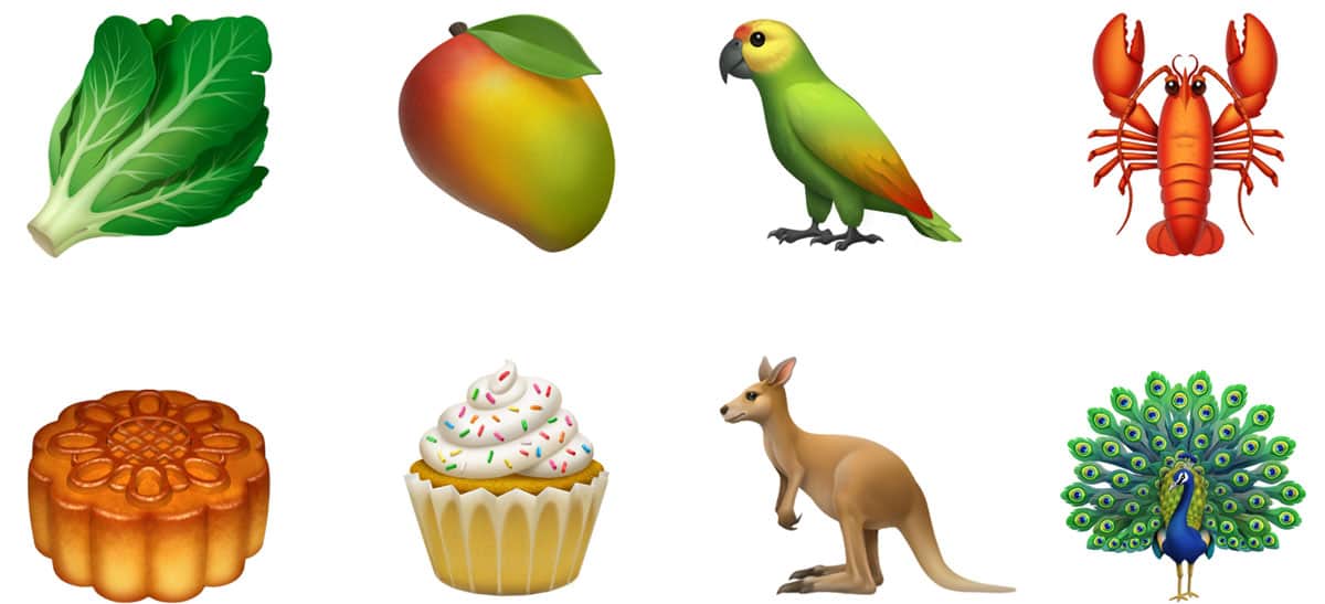 New food and animal emojis in iOS 12