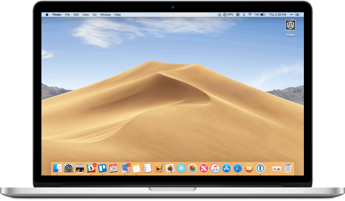 Image of macOS Mojave on MacBook Pro, which new Apple design resources are available for.