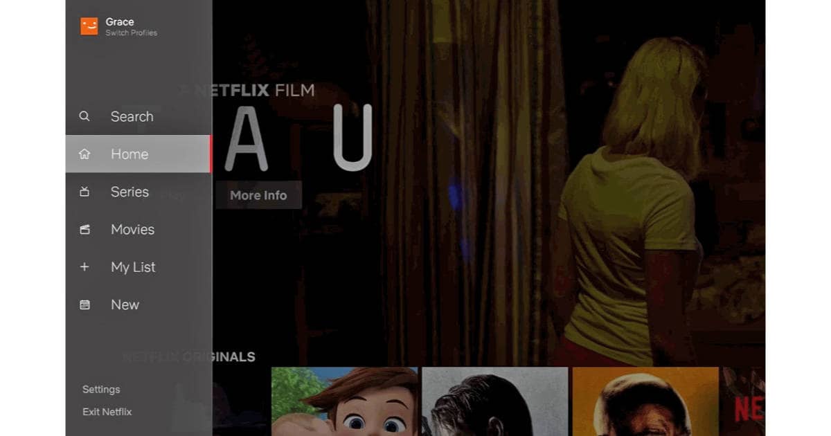Netflix redesigned interface with sidebar
