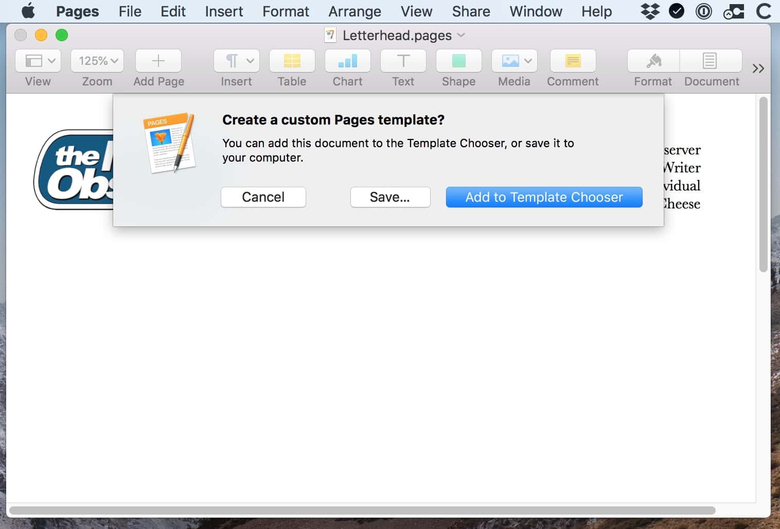 "Pages Asks You Where to Save" Dialog Box on the Mac
