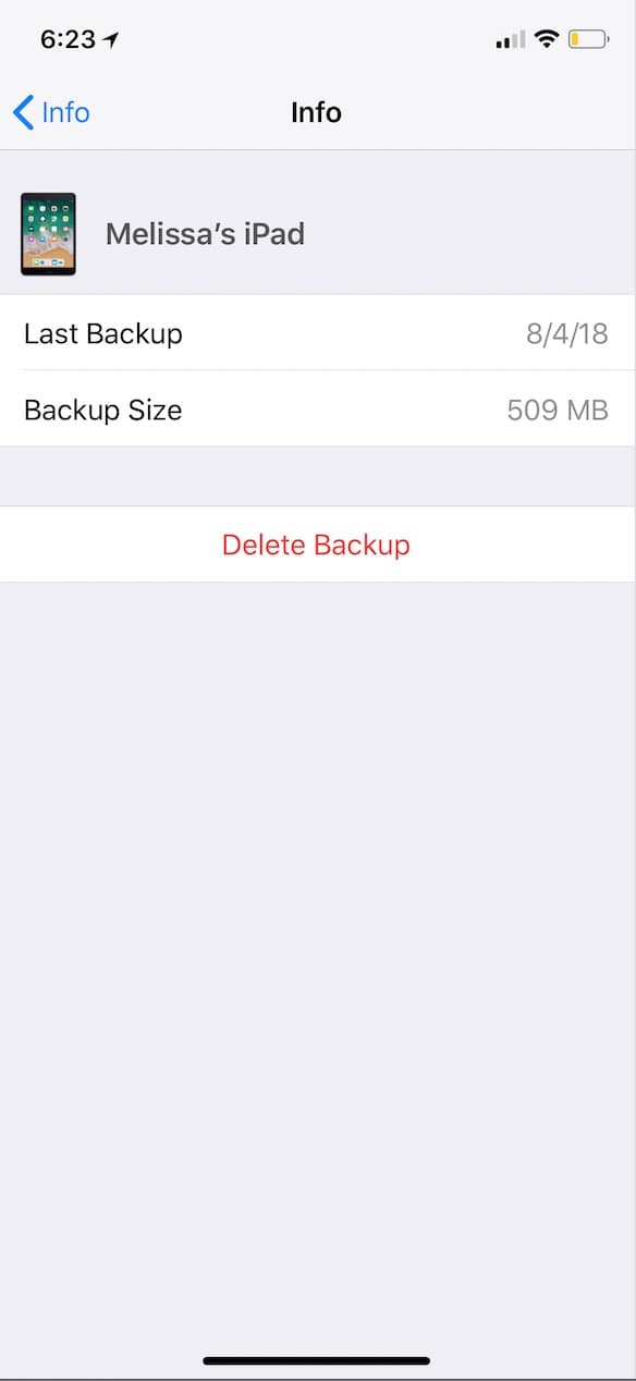 Delete Old Backups on iOS