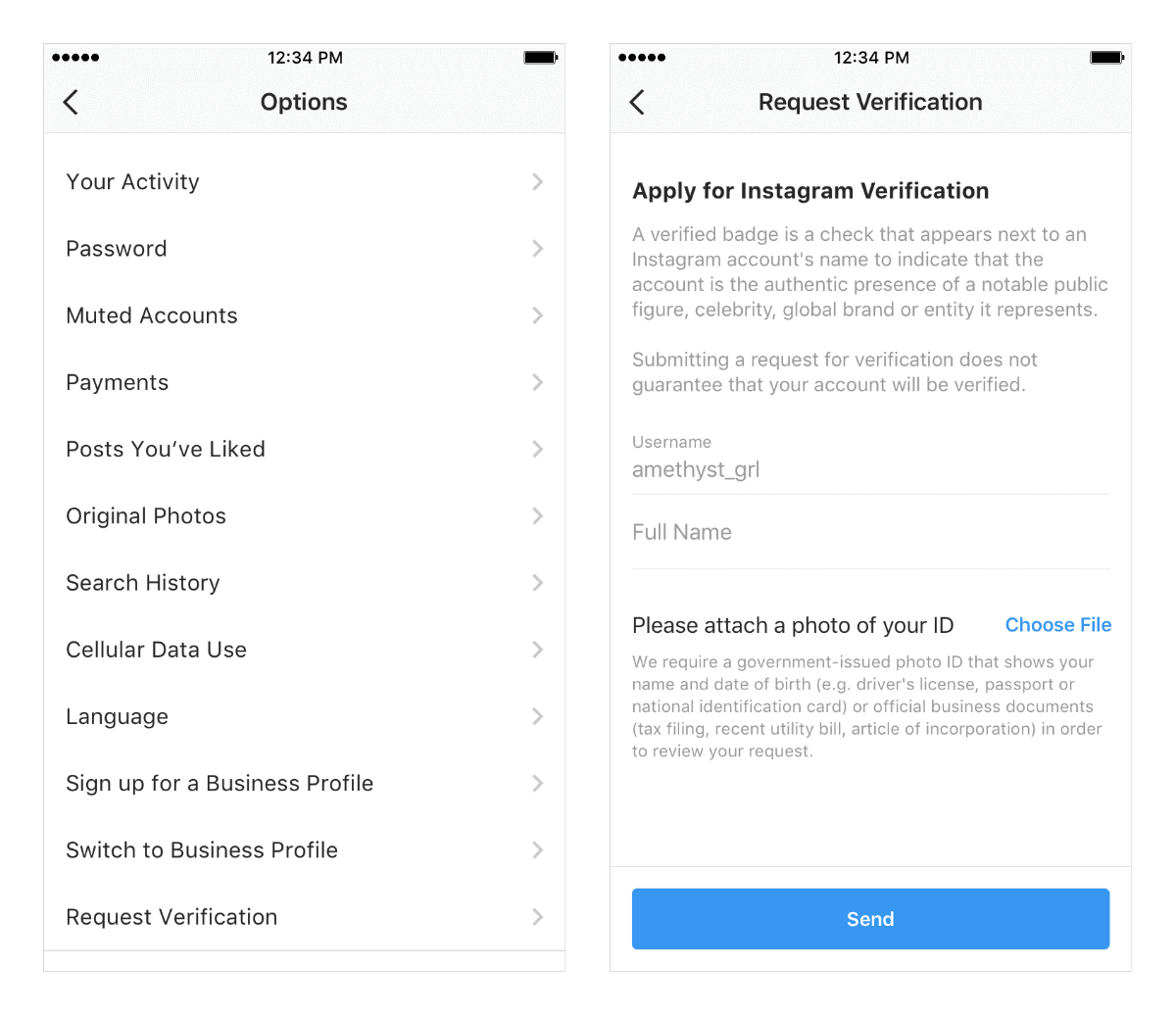 image of Instagram verification