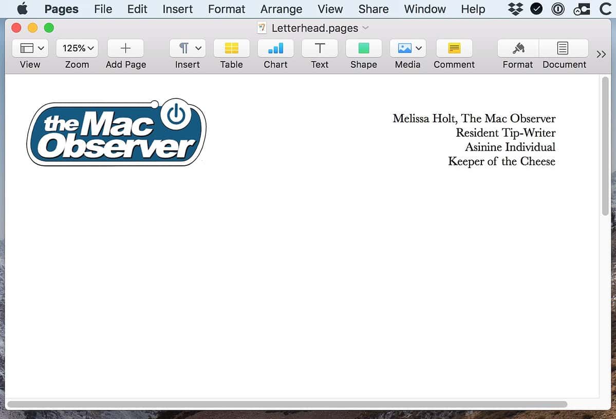 macOS Creating Templates in Pages and Word