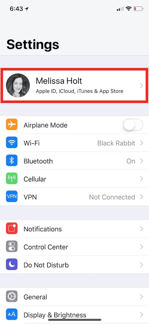 Tap Photo to Access iCloud in Settings on iPhone