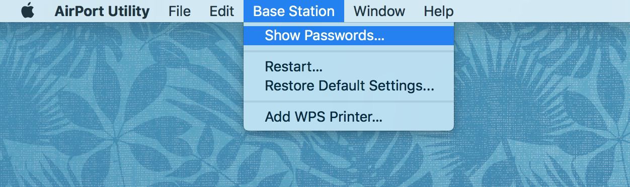 "Show Passwords" Menu Item in AirPort Utility on the Mac