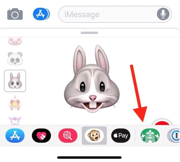Starbucks Icon in Messages on iPhone