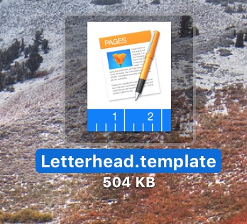 Pages Template File on Mac Desktop
