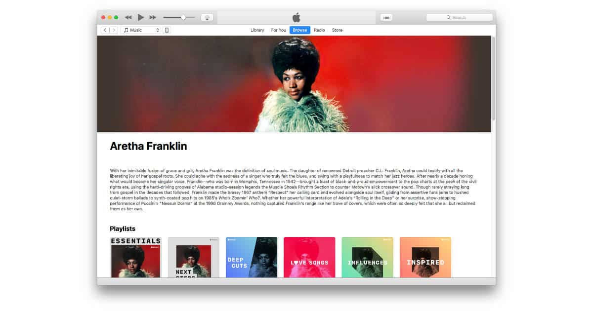 Apple Commemorates Aretha Franklin’s Life with Apple Music Playlists