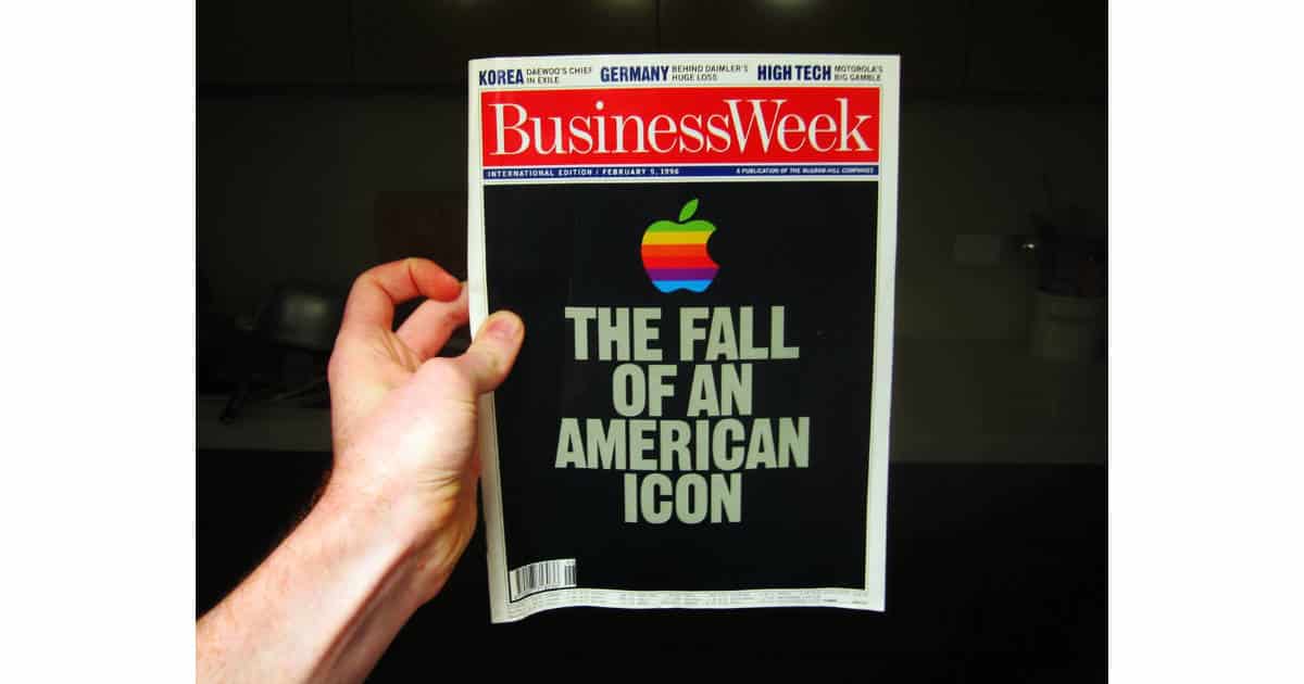 BusinessWeek magazine cover from February 1996 calling Apple a failure