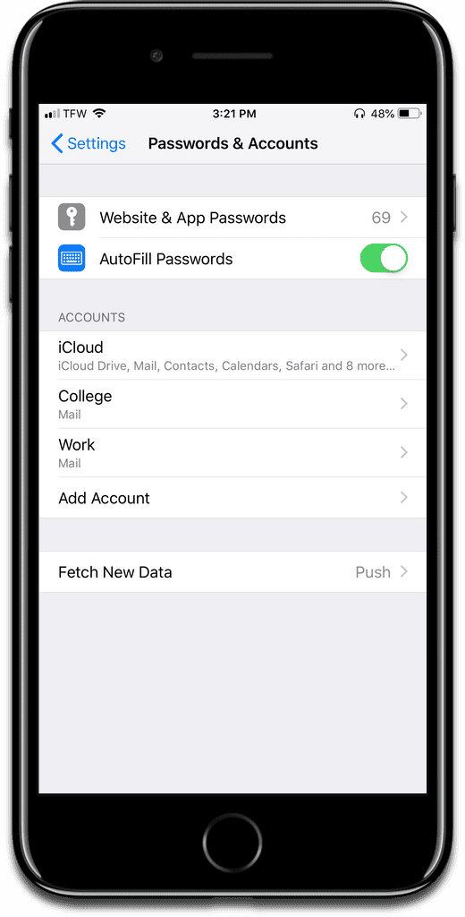 iOS 12 password autofill