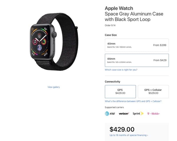 Apple Watch Series 4 pricing.