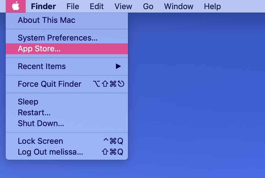 App Store Menu Item in macOS Mojave