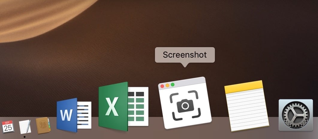 Screenshot App in Dock in macOS Mojave