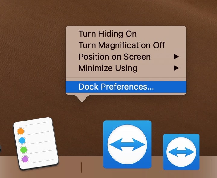 "Dock Preferences" Option in macOS Mojave