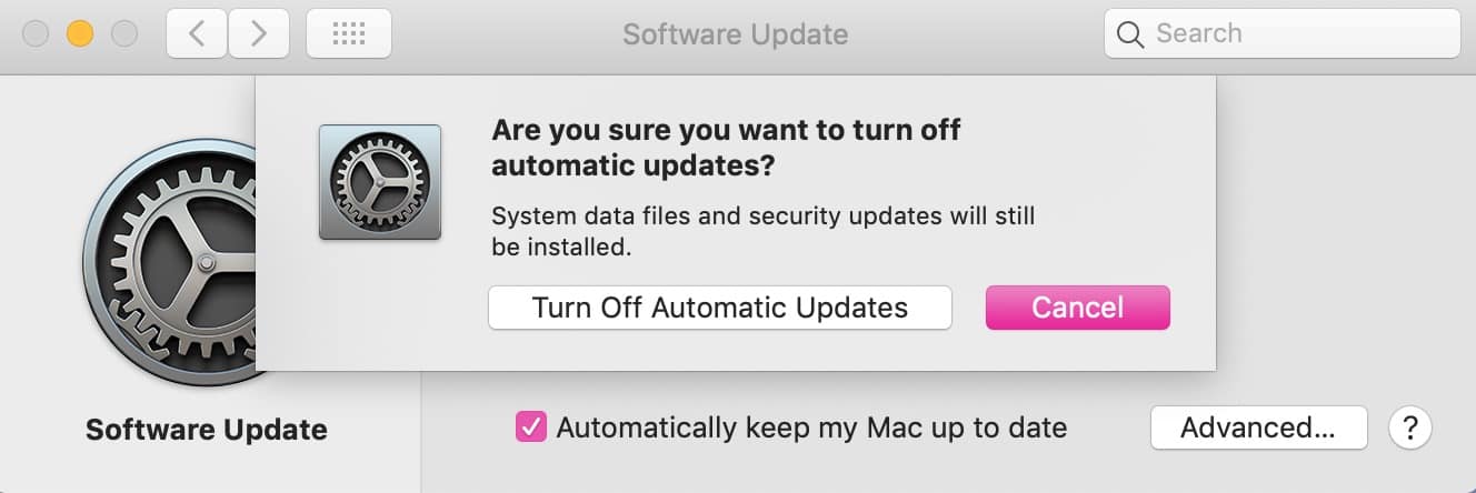 Warning in System Preferences in macOS Mojave