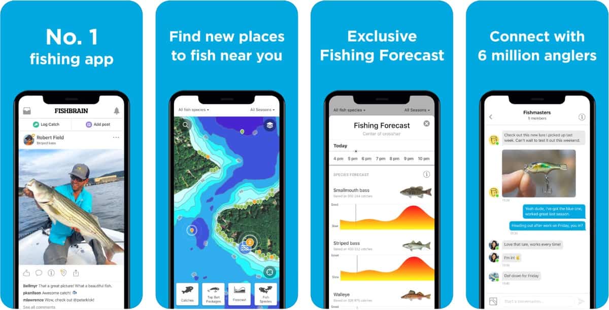 Screenshots of Fishbrain in our roundup of outdoor AR apps.