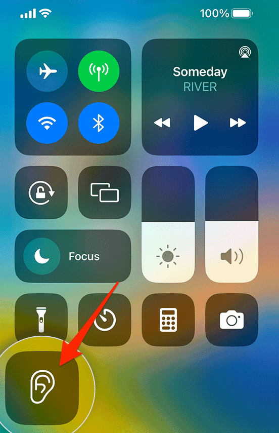 hearing in control center icon 