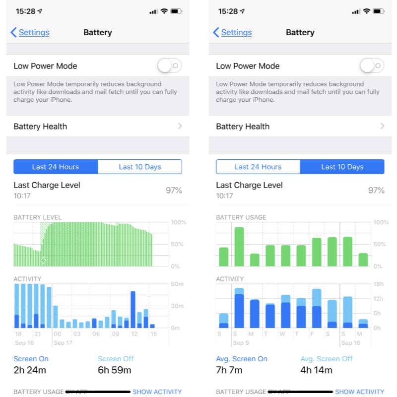 iOs 12 battery health data on iPhone