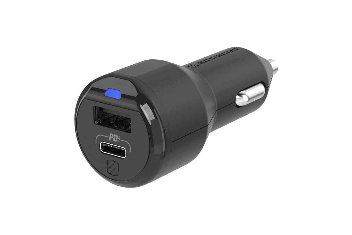 Image of PowerVolt car adapter in our roundup of iPhone Xs USB-C accessories.