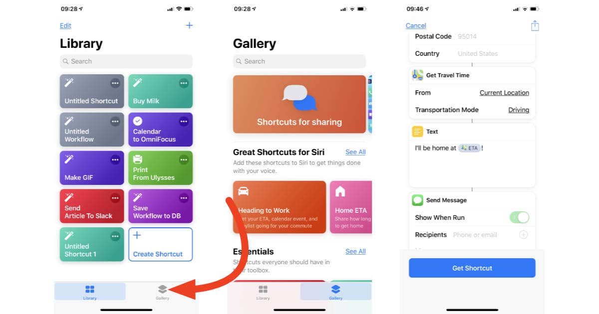 Shortcuts Gallery in iOS 12 on iPhone