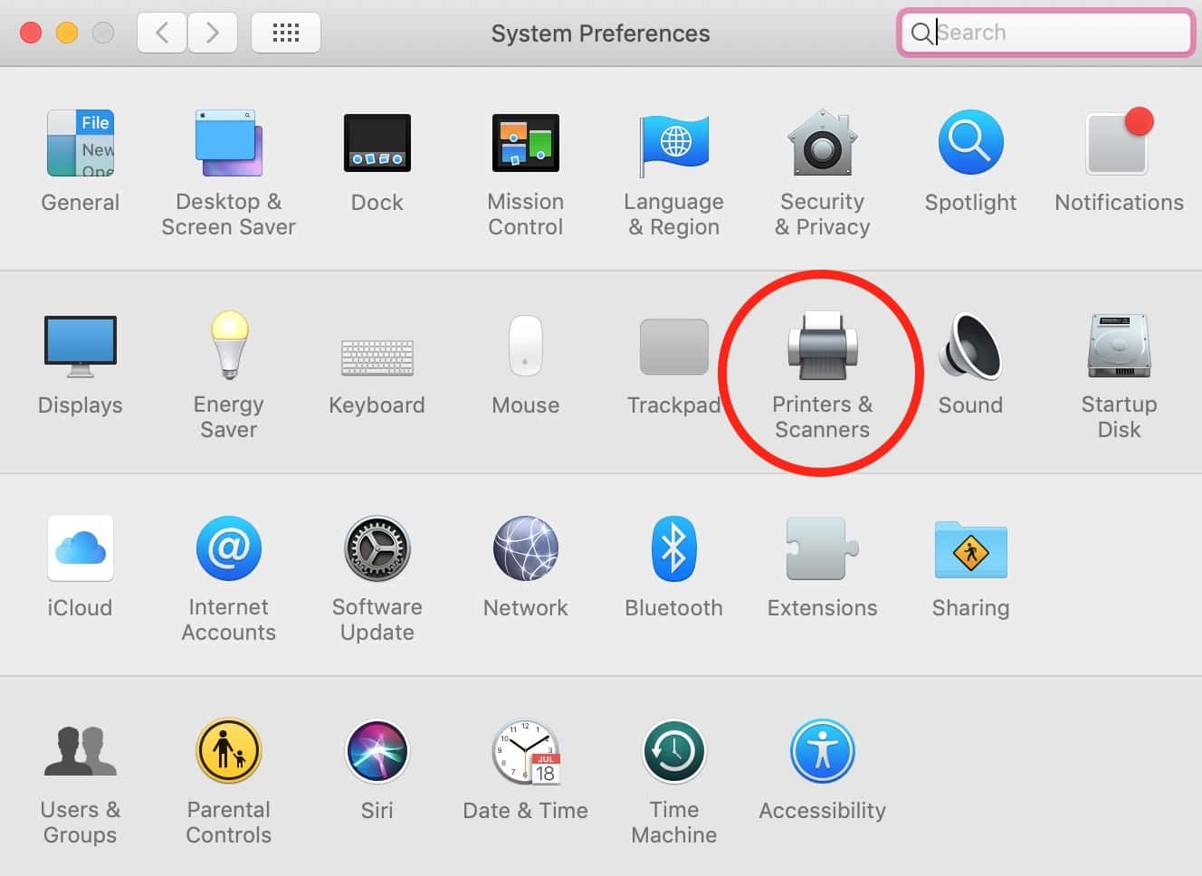 Printers & Scanners Preferences on the Mac