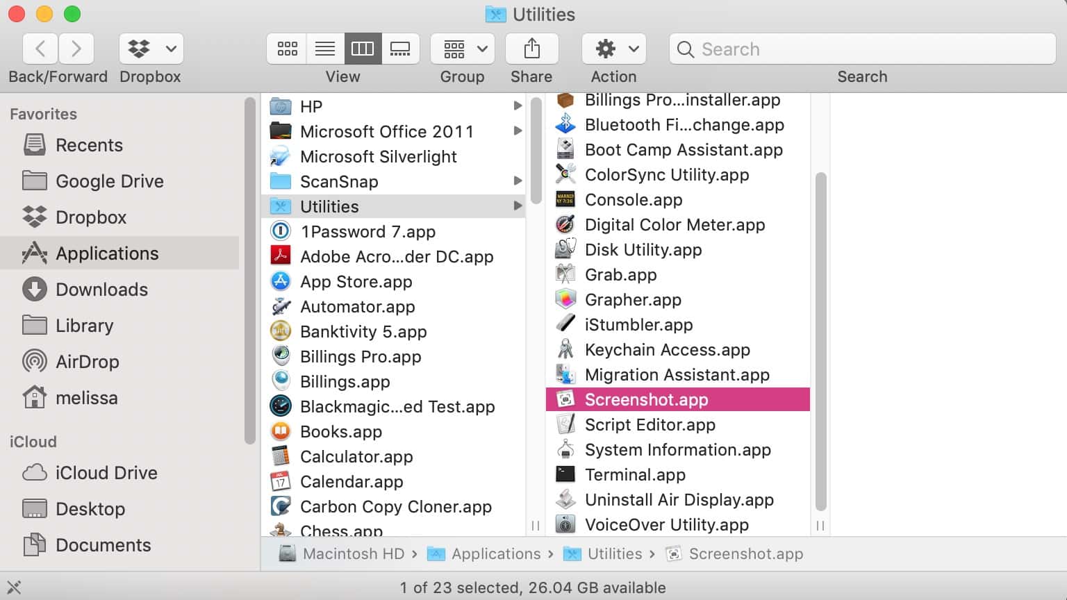 Screenshot App in Utilities Folder in macOS Mojave