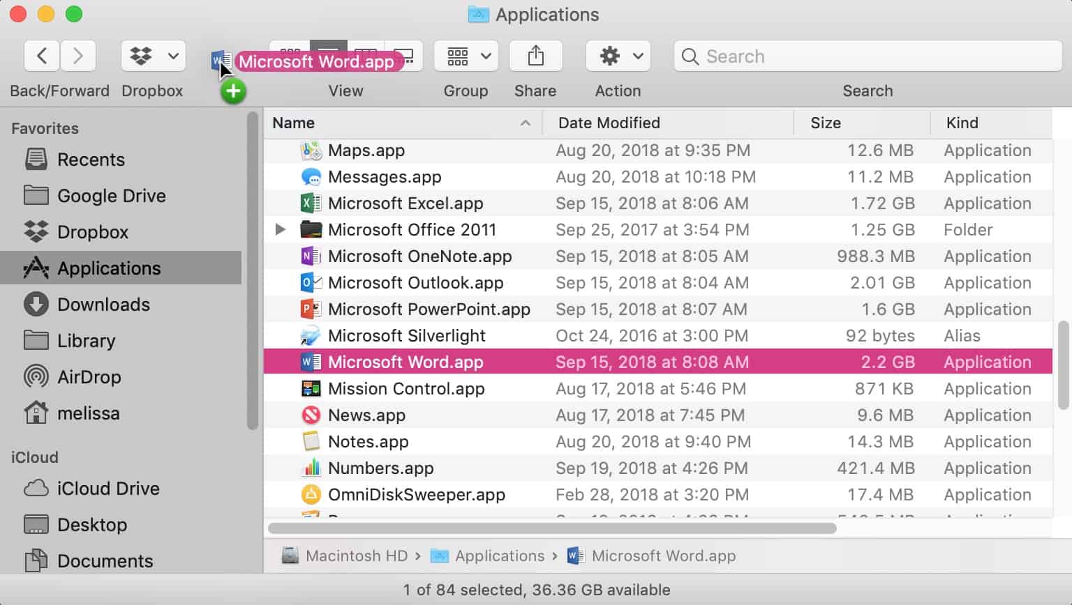 Adding Program to Mac Finder's Toolbar