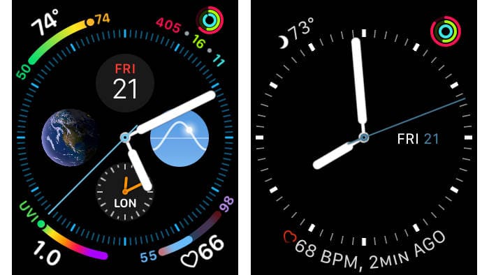 Infograph and Utility watch faces on Apple Watch Series 4