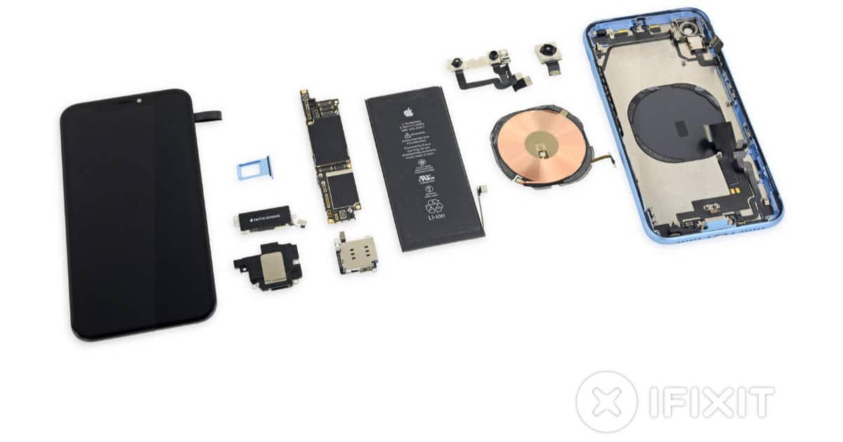 iFixit showing all the parts inside Apple's iPhone XR
