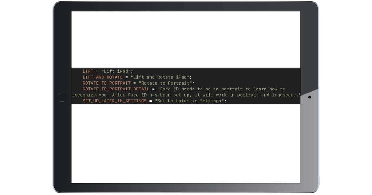 iPad Pro with portrait and landscape mode Face ID code