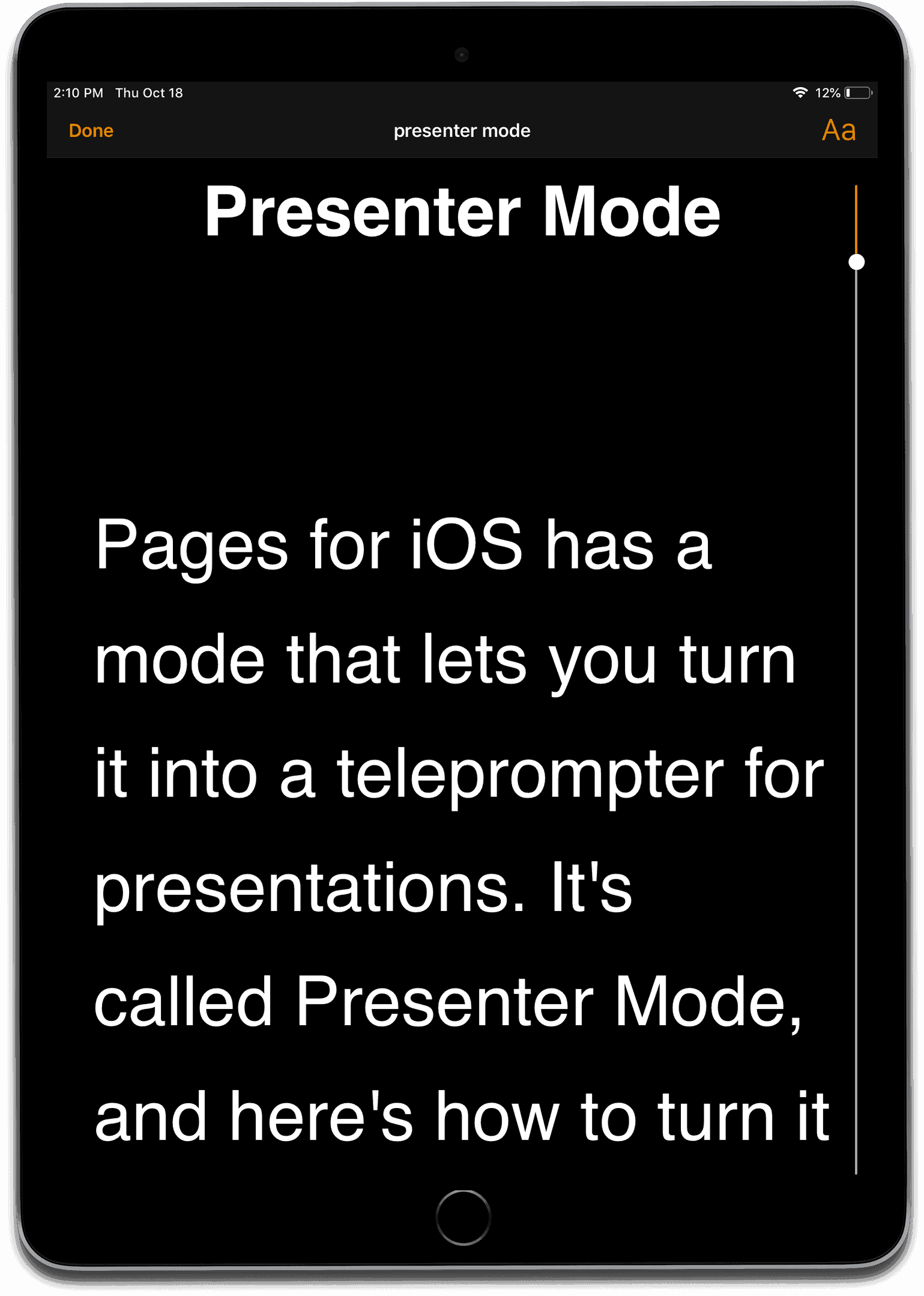 using presenter to use an ipad as a teleprompter for presentations
