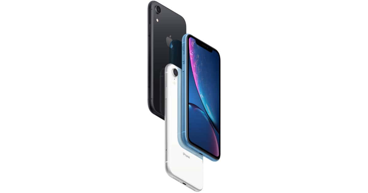 iPhone XR in black, blue, and silver