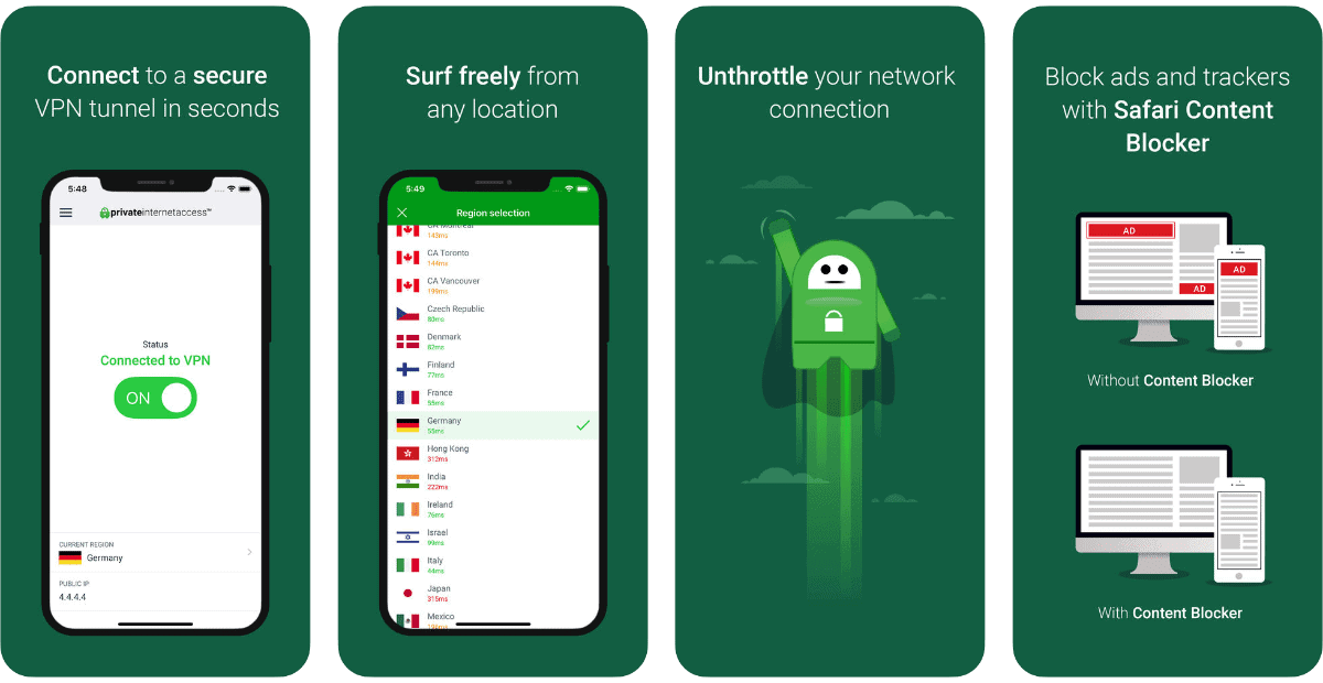 screenshots of private internet access for our roundup of iOS security apps.