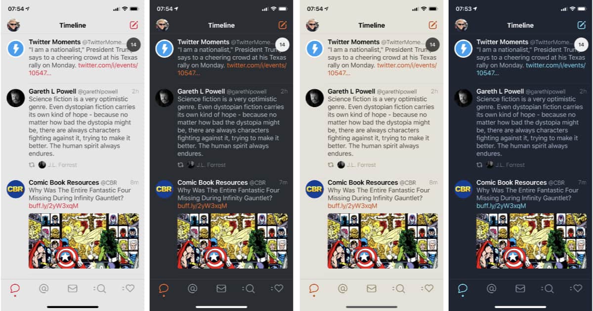Tweetbot 5 themes on iPhone and iPad